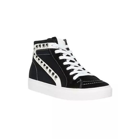 Steve Madden *NEW* size 6.5 Black suede Tracey studded high top sneakers - Picture 1 of 6